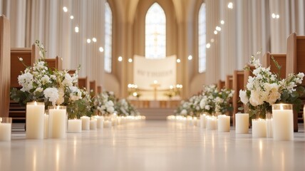 A quiet cathedral interior decorated for Trinity Sunday