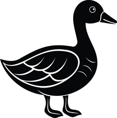 Silhouette illustration of a duck with detailed wings on a white background