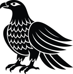 Stylized Black Eagle Illustration on White Background Featuring Bold Outlines and Details