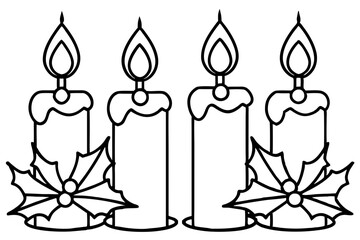 Holiday Candle Set Vector Sketch