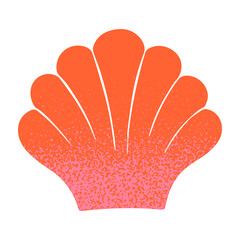 Isolated scallop seashell.Ocean exotic underwater element.Hand drawn tropical beach shell.Modern symbol in simple style for banners,smm,branding,packaging,covers,prints.Retro summer vacation aesthetic