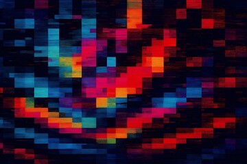 Fototapeta premium Pixel Glitch Art Digital Pattern, ideal for digital art, retro tech, creative visuals.