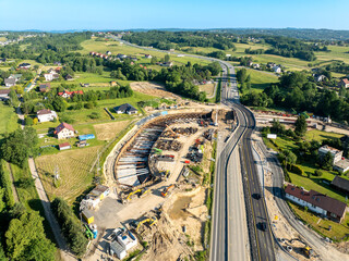 Poland. New junction on Zakopianka road under construction