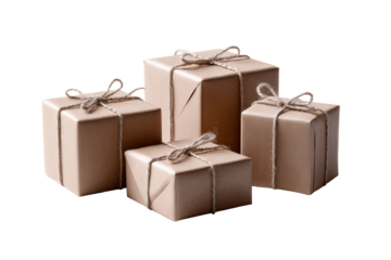 Gift packages arranged on a transparent background for decoration