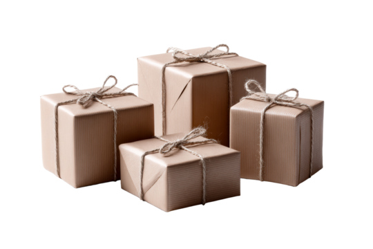 Gift packages arranged on a transparent background for decoration