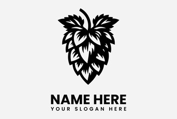 Stylized monochrome hop cone logo design, perfect for breweries or beer-related businesses.