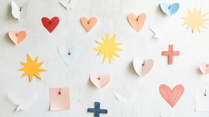 Colorful children's drawings of the Trinity
