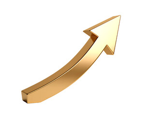 Golden arrow shows upward trend success