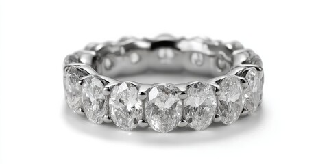 Dazzling Diamond Eternity Band: A Radiant Symbol of Everlasting Love. This exquisite ring features a stunning array of brilliant oval-cut diamonds, creating a breathtaking display 