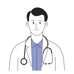 Fototapeta premium Animated doctor in lab coat displays a stethoscope around neck on clean white backdrop