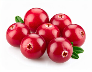 fresh cranberries with white background
