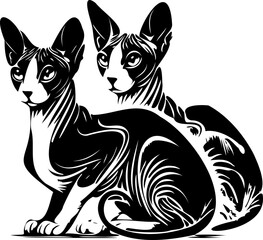 SVG file sphinx cats, black and white vector file for printing, cutting