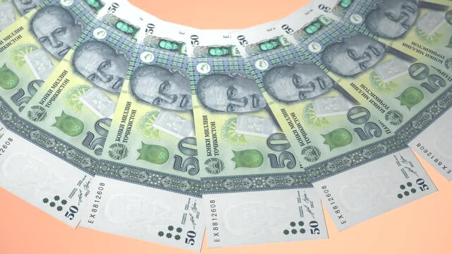 Decorative Looping Design of 50 somoni Currency of Tajikistan