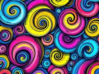 Vibrant Psychedelic Swirls: A Colorful and Hypnotic Abstract Design