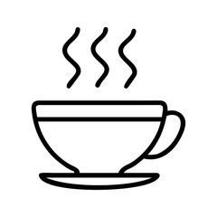 Hot coffee cup steam icon line art graphic