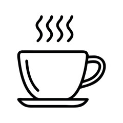 Hot coffee cup steam icon line art design