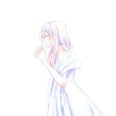 Fototapeta premium 祈る女性 線画