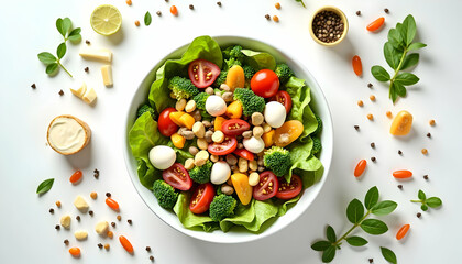 Serving of Fresh Garden Salad with Tomatoes and Greens