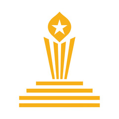 Golden Award Trophy with Star on Pedestal Steps yellow