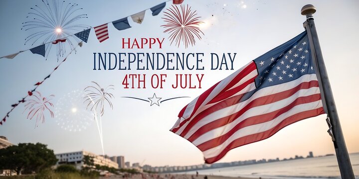 Happy independence day 4th of july american flag fireworks