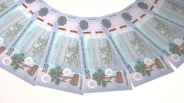 Lush Looping Design of 500 dollars Currency of Suriname