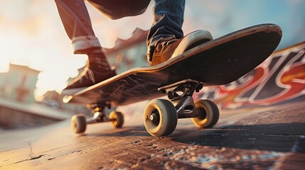 close up of a skateboarder doing tricks on nthe road