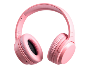 Minimal Pink Wireless Headphones Floating in Air, modern product style, isolated on transparent background