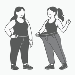 comparison between fat and thin, after the diet process.
vektor