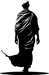 Monk Character Vector Illustration, Minimalist Religious Figure in Robe