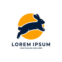 jumping rabbit logo template
