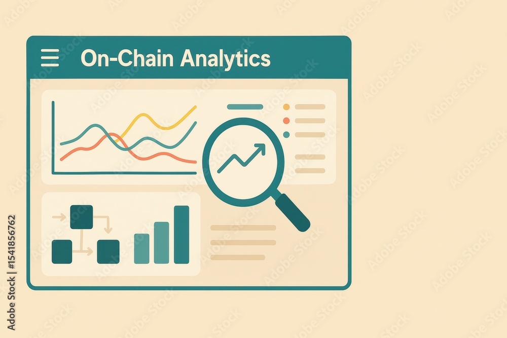 Poster comprehensive guide to on-chain analytics with chart and data visualization elements