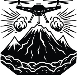 Drone Observing Volcano Lava Flow