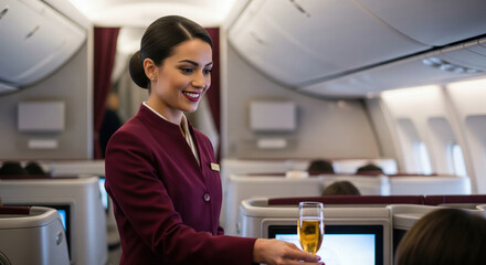 a female flight attendant from Qatar Airways airline