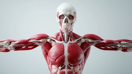This detailed anatomical model illustrates the human muscular and skeletal systems, providing valuable insight into human biology and the physical form.
