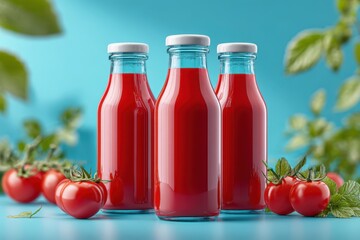 Ketchup bottle with tomatoes banner