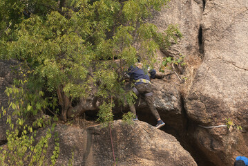 rock climber on a rock