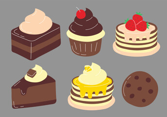 Cakes and Cookies Flat Style Cartoon