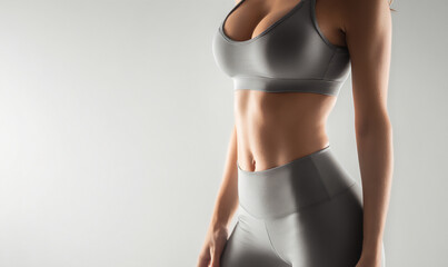 Fototapeta premium Perfect slim toned young body of the girl 