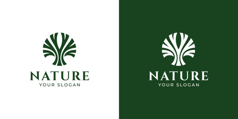 nature tree circle vector logo design