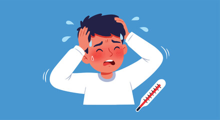 Boy Suffering from High Fever and Headache

