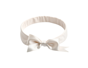 Elegant OffWhite Satin Headband with a Large Bow.