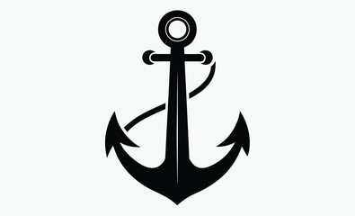 Anchor silhouette, ship wheel icon, anchor symbols  vector silhouettes anchor with rope Steering Wheel Captain Boat Ship Yacht Compass Transport logo design inspiration, marine compass vector  