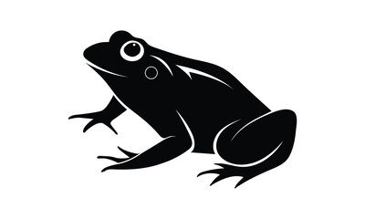 illustration vector graphic of frog .A black silhouette of a frog viewed.