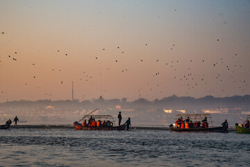 fishing boat at sunset