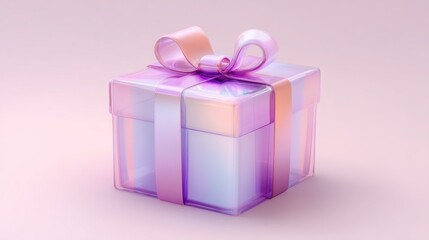 Obraz premium A gift box with a pastel ombre design and a satin ribbon