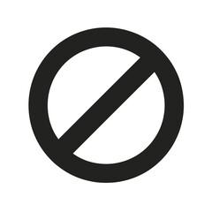 Black prohibition symbol on white, the concept of restriction