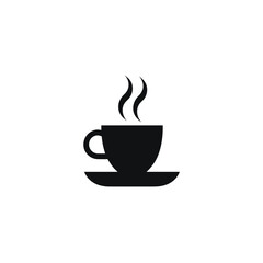 Obraz premium Minimalist coffee cup symbol with steam, for menu or logo with space for copy