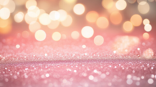 luzes desfocadas abstratas brilhantes fundo bokeh de f&eacute;rias com tons dourados rosa elegante cen&aacute;rio de natal