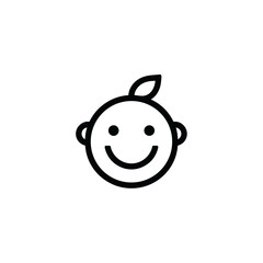 Obraz premium Simple baby face icon, flat design, represents children's health, with space for copy