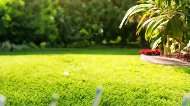 A row of colorful smoothies in glass mason jars with striped straws and mint garnish against a green blurred background